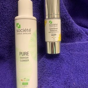 Societe pure daily cleanser and cover shield sunscreen broad spectrum SPF 27